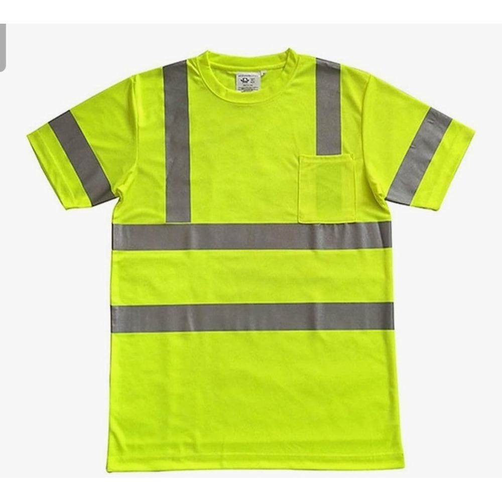 4XL Hi-Vis Safety Shirt Yellow Reflective Short Sleeve Work Tee ANSI Class